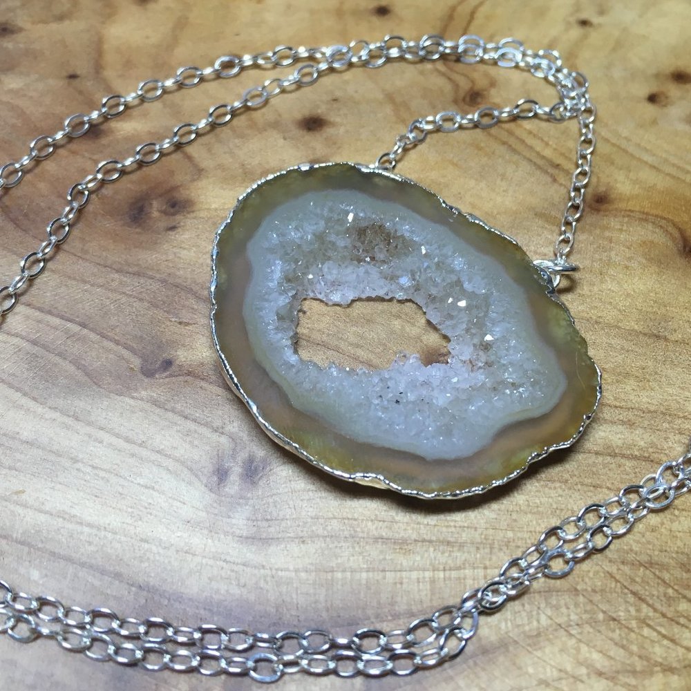 Sterling Silver Druzy Agate Necklace